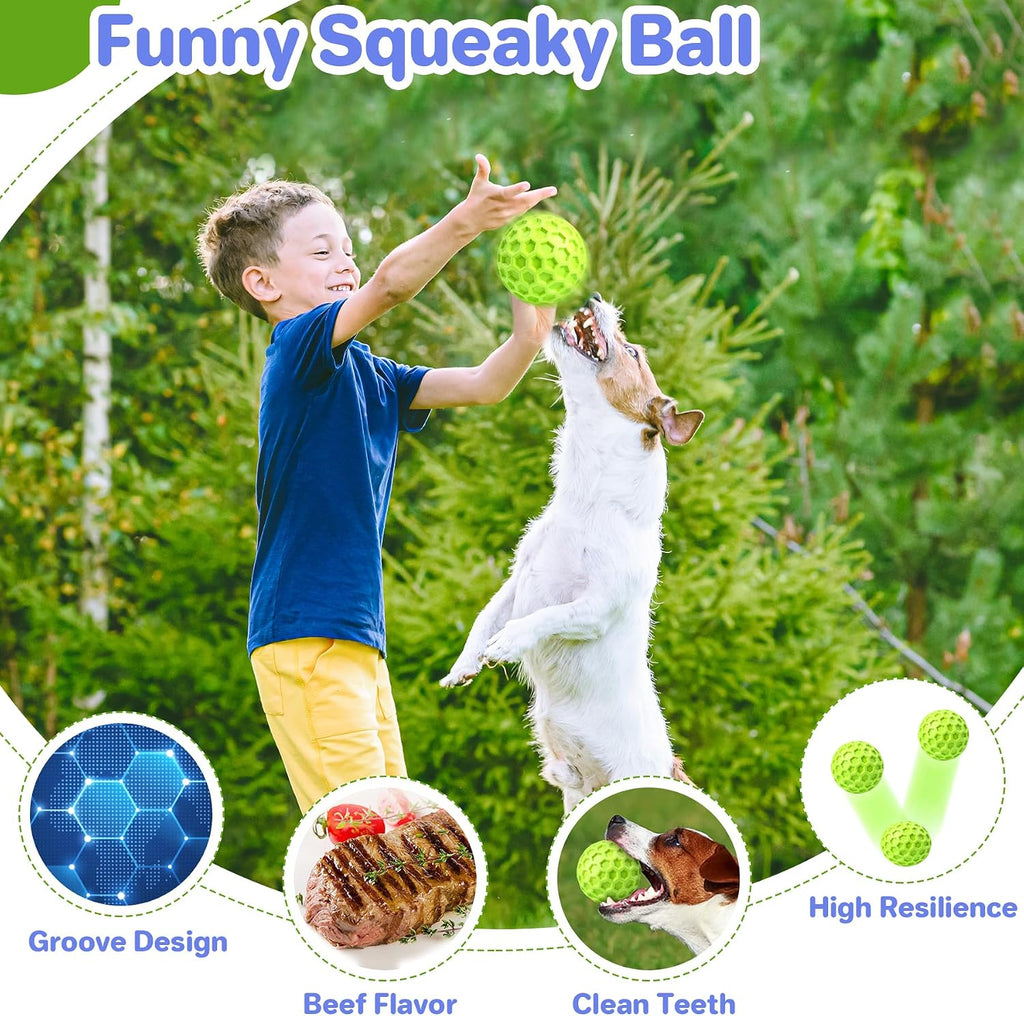 Indestructible Squeaky Dog Balls, Interactive Dog Toys for Aggressive Chewers Large Breed for Relieving Anxiety, Dog Chew Toys Balls for Aggressive Chewers, Outdoor Dog Toys Dog Water Toys