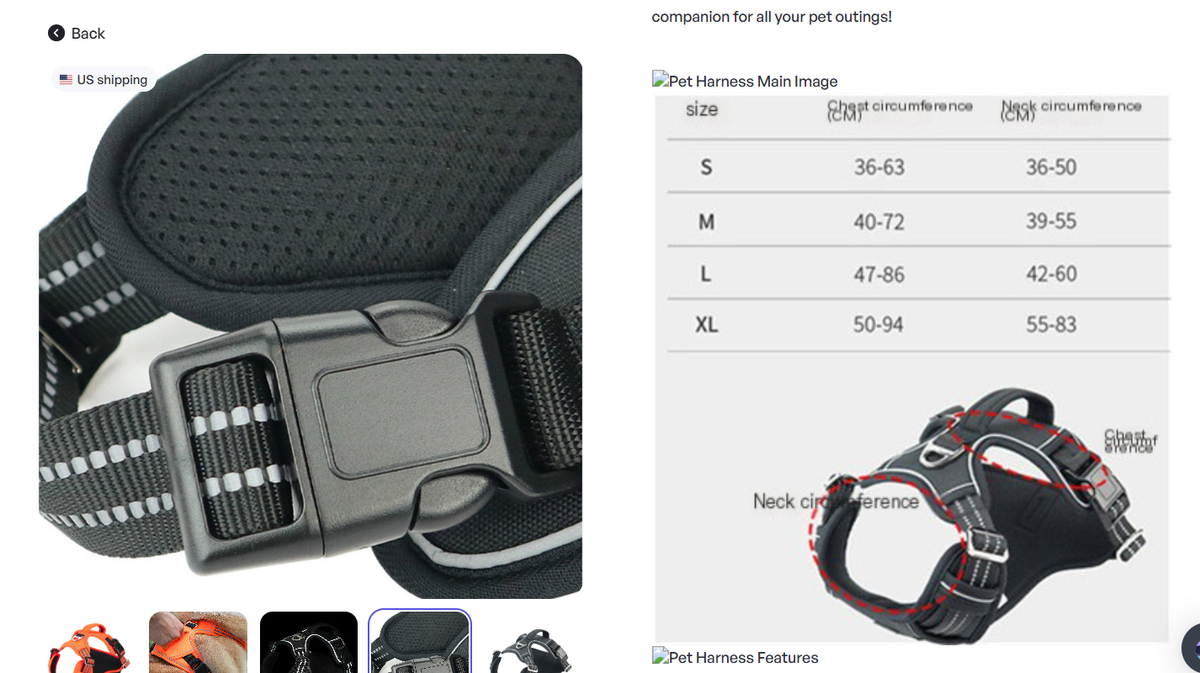 Pawsy Waterproof Pet Harness with Vertical Handle