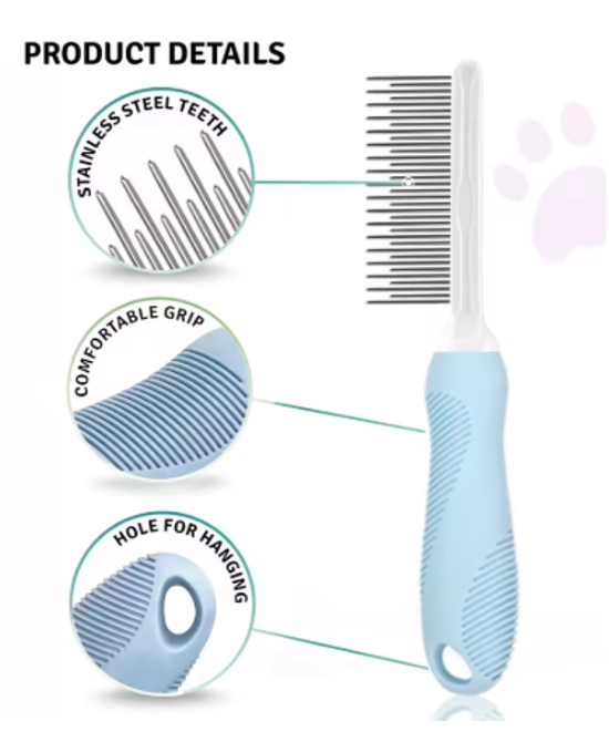 Pawsy Grooming Needle Comb for Cleaning Fur (Single Piece)