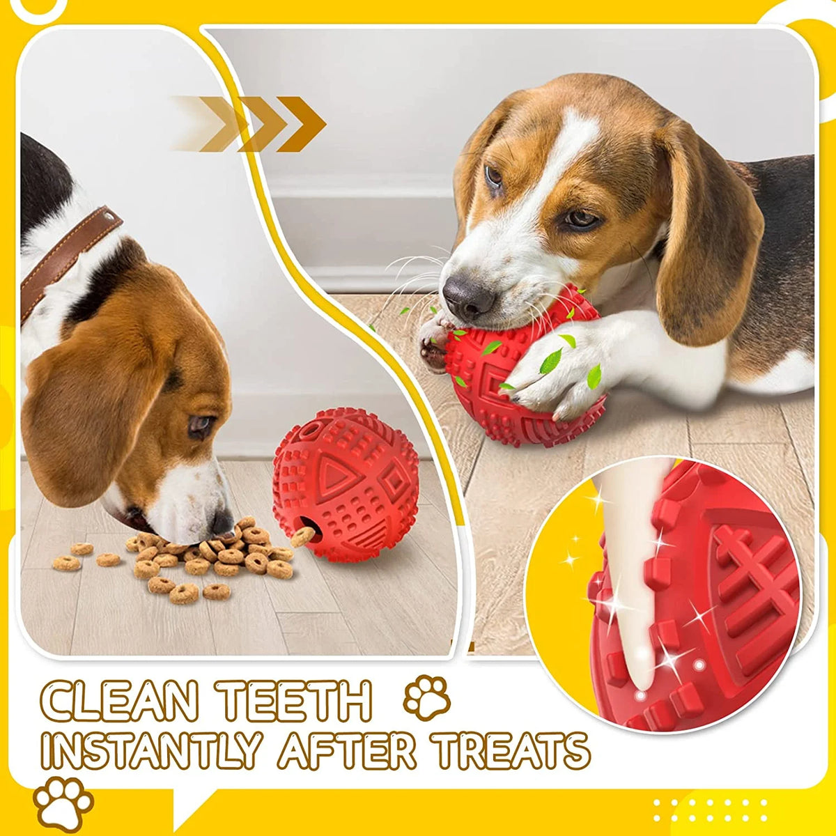 Dog Balls Treat Dispensing Dog Toys, Dog Toys for Aggressive Chewers Large Breed, Nearly Indestructible Squeaky Dog Chew Toys for Large Dogs, Natural Rubber Dog Puzzle Toys, Tough IQ Dog Treat Balls