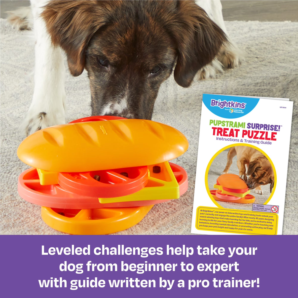 Brightkins Pupstrami Surprise! Treat Puzzle, Dog Toy Treat Dispenser for Puppy Enrichment