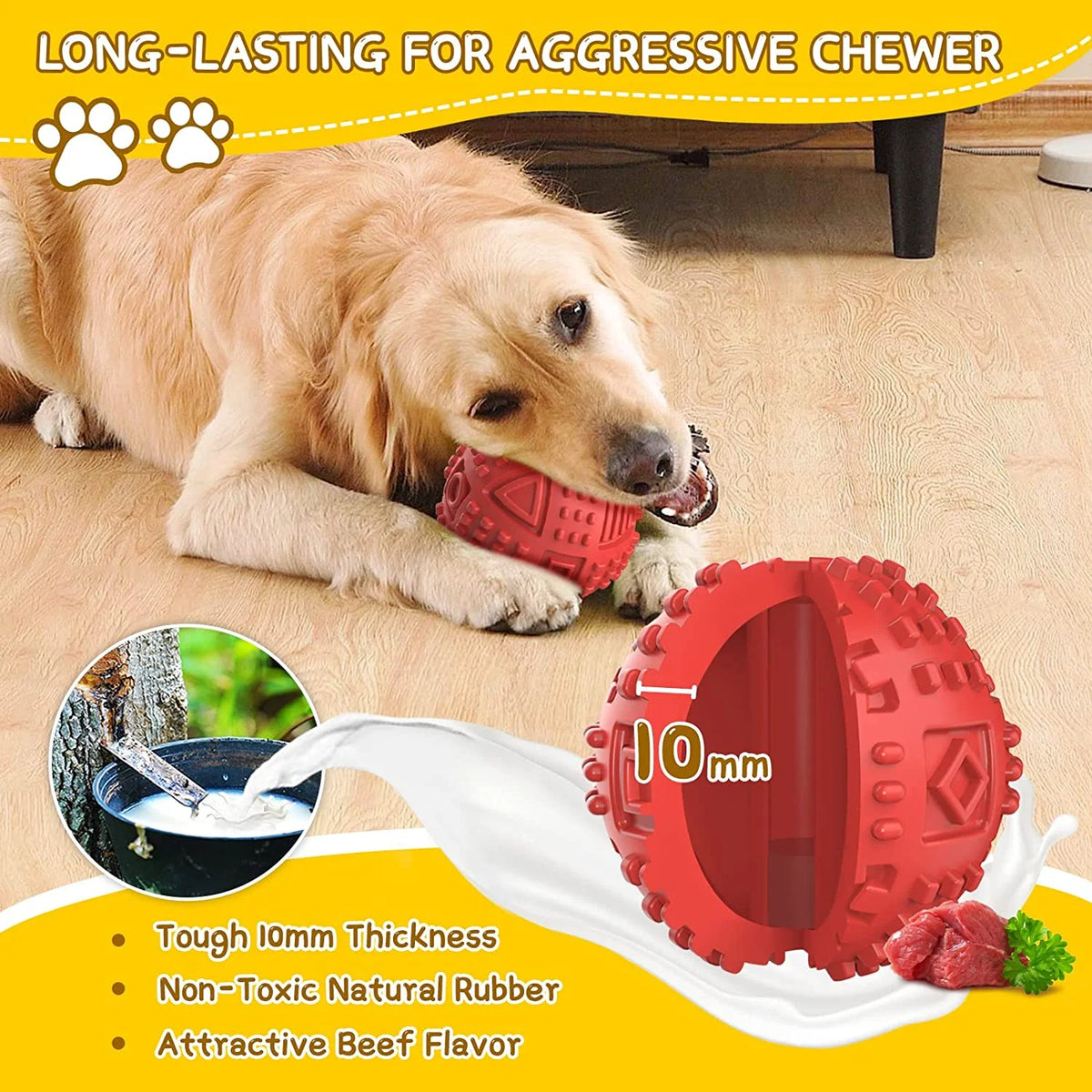 Dog Balls Treat Dispensing Dog Toys, Dog Toys for Aggressive Chewers Large Breed, Nearly Indestructible Squeaky Dog Chew Toys for Large Dogs, Natural Rubber Dog Puzzle Toys, Tough IQ Dog Treat Balls